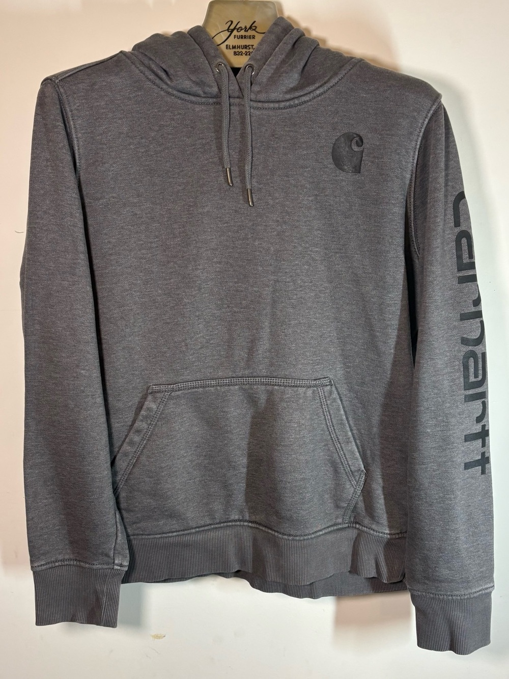 Carhartt Gray Logo Hooded Sweatshirt Size Large 12-14